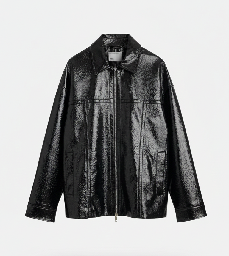 SHINY FAUX LEATHER JACKET