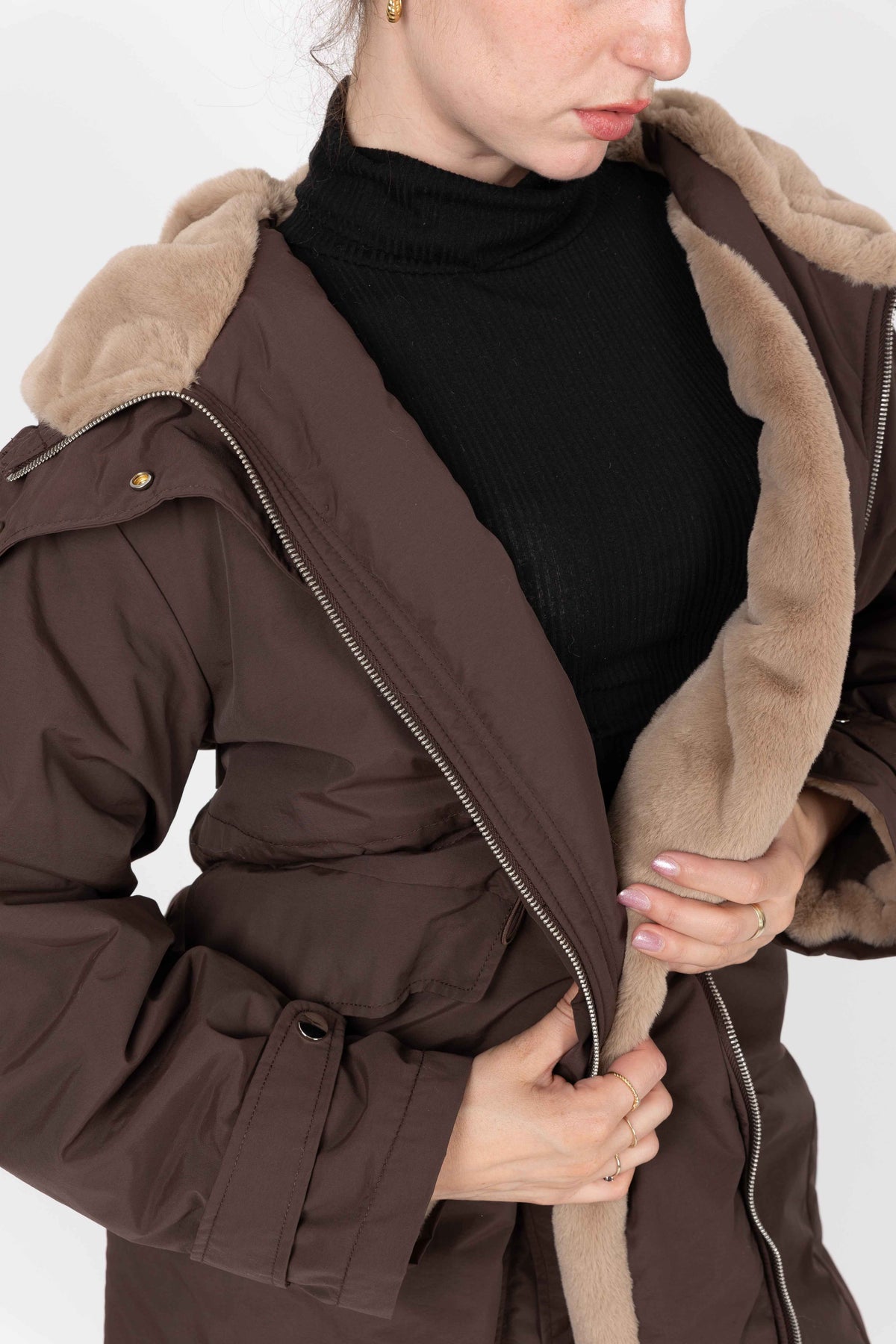 PARKA À CAPUCHE EN FAUSSE FOURRURE Femme - K-ZELL PARIS