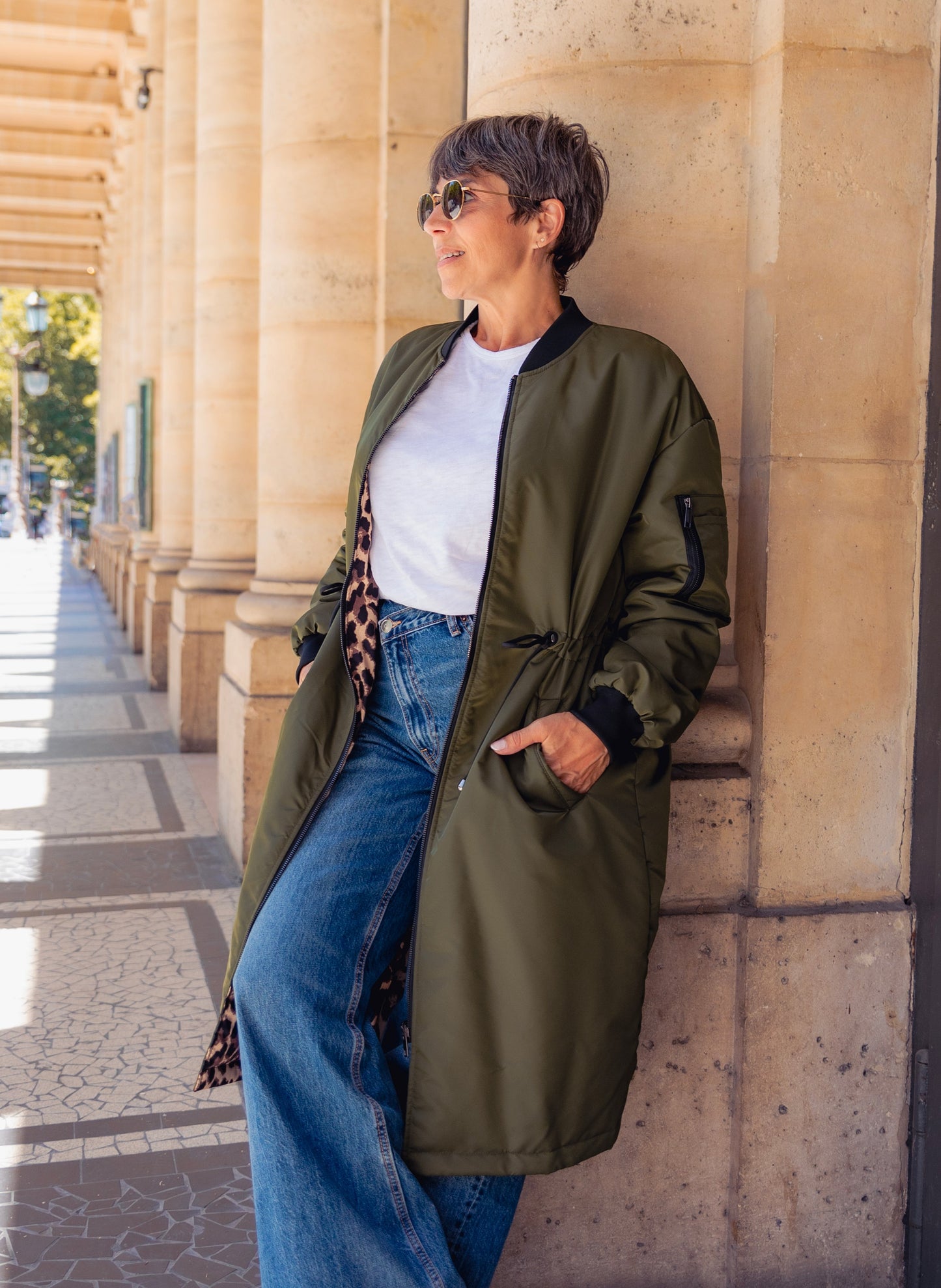 PARKA BOMBER LONG RÉVERSIBLE INTÉRIEUR LÉOPARD