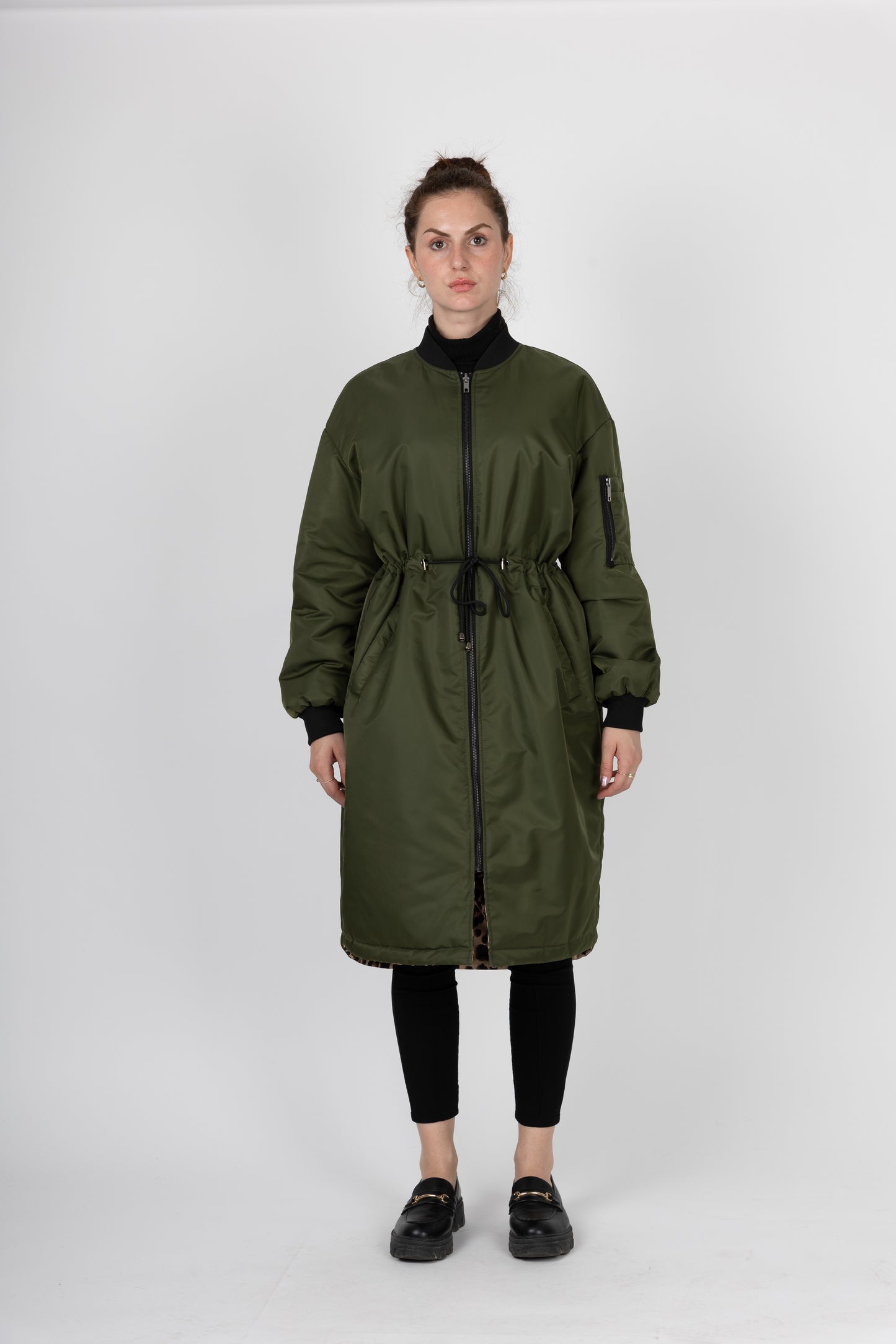 PARKA BOMBER LONG RÉVERSIBLE INTÉRIEUR LÉOPARD