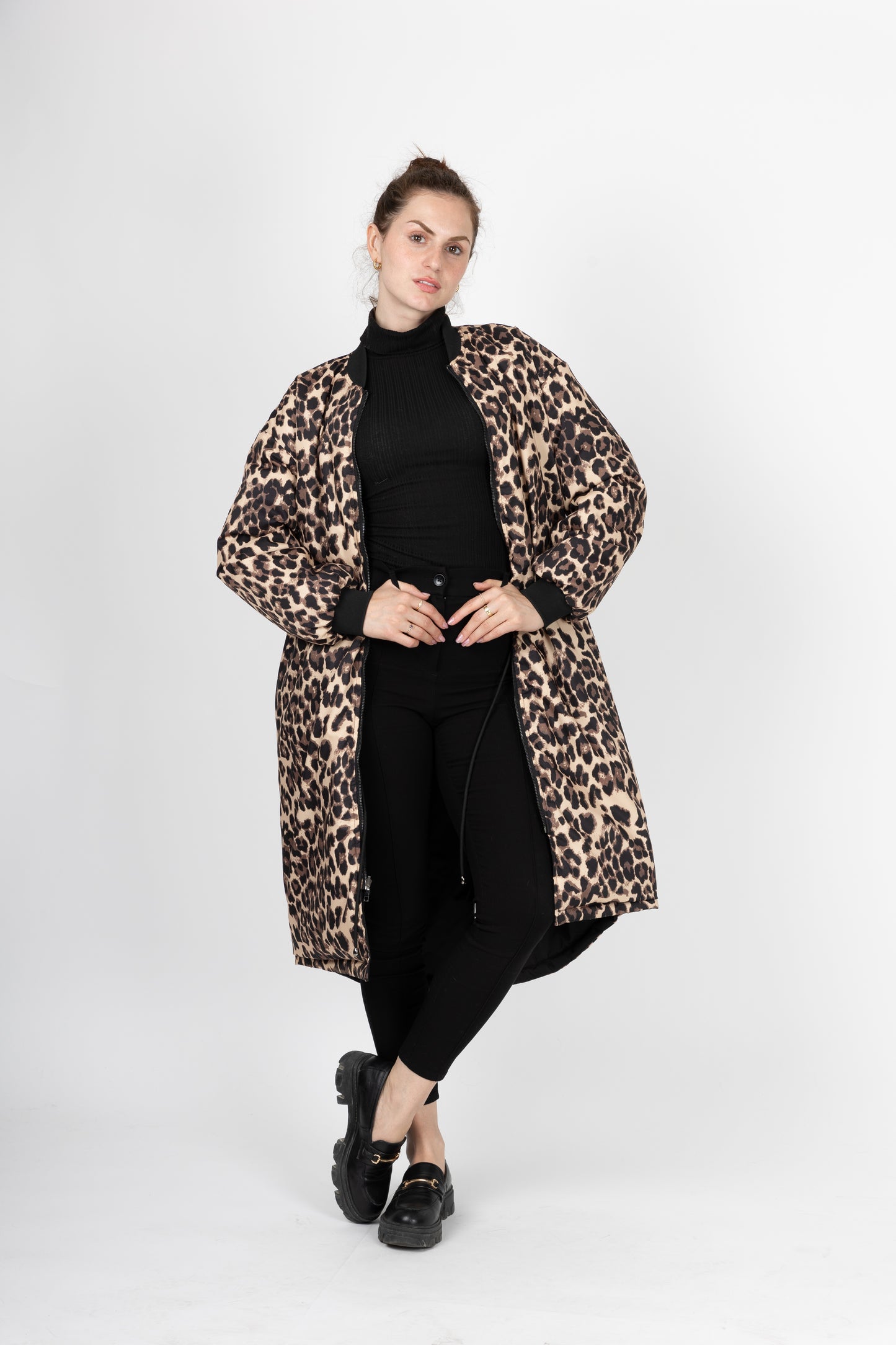 PARKA BOMBER LONG RÉVERSIBLE INTÉRIEUR LÉOPARD