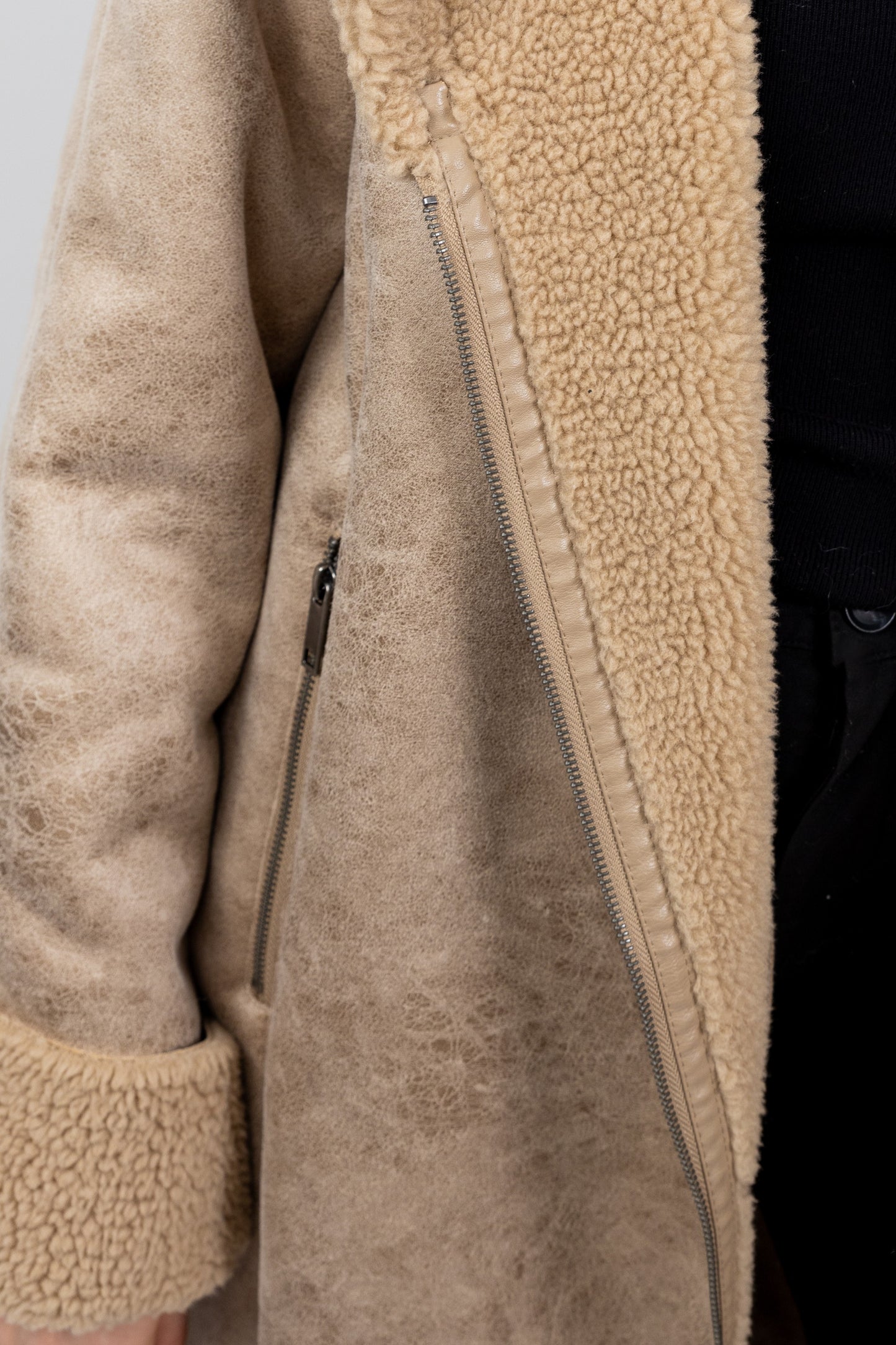 MANTEAU AVIATEUR LONG INTERIEUR FAUSSE FOURRURE