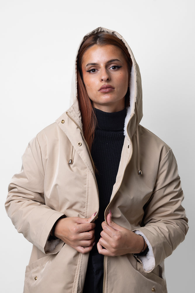 PARKA Á CAPUCHE INTÉRIEUR FAUSSE FOURRURE