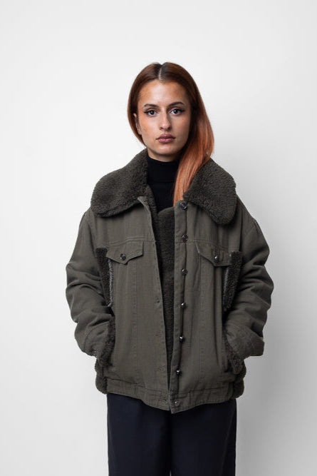 VESTE EN JEANS OVERSIZE DÉTAILS MOUTON