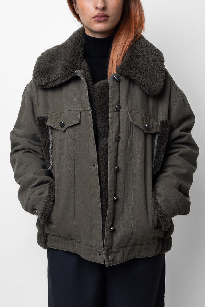 VESTE EN JEANS OVERSIZE DÉTAILS MOUTON