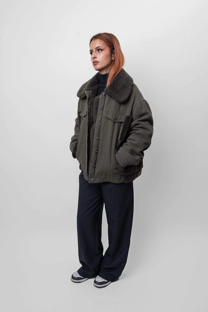 VESTE EN JEANS OVERSIZE DÉTAILS MOUTON