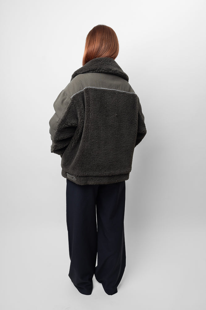 VESTE EN JEANS OVERSIZE DÉTAILS MOUTON