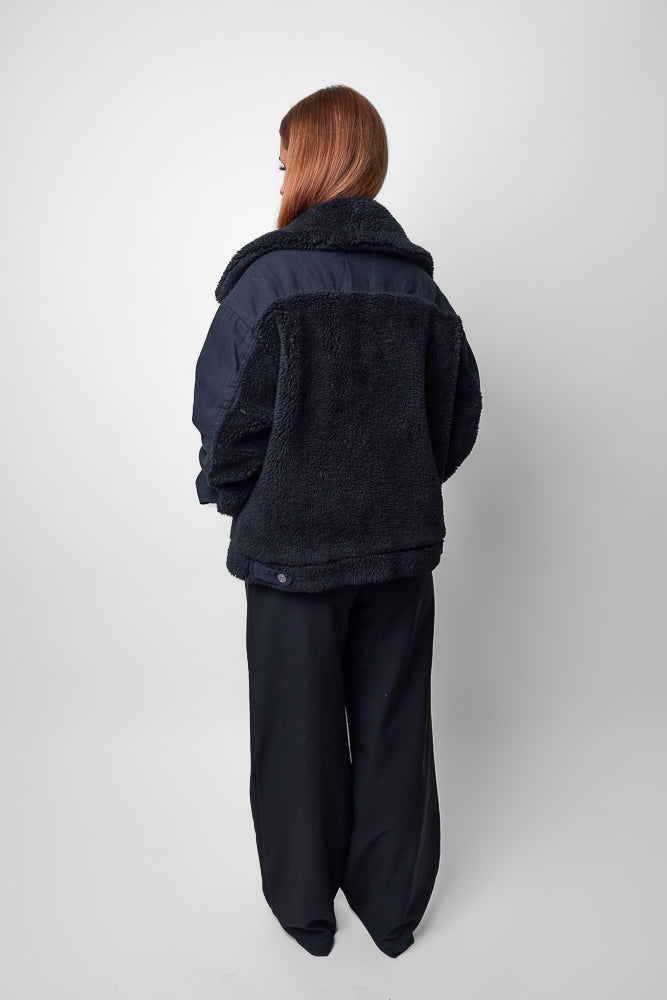 VESTE EN JEANS OVERSIZE DÉTAILS MOUTON