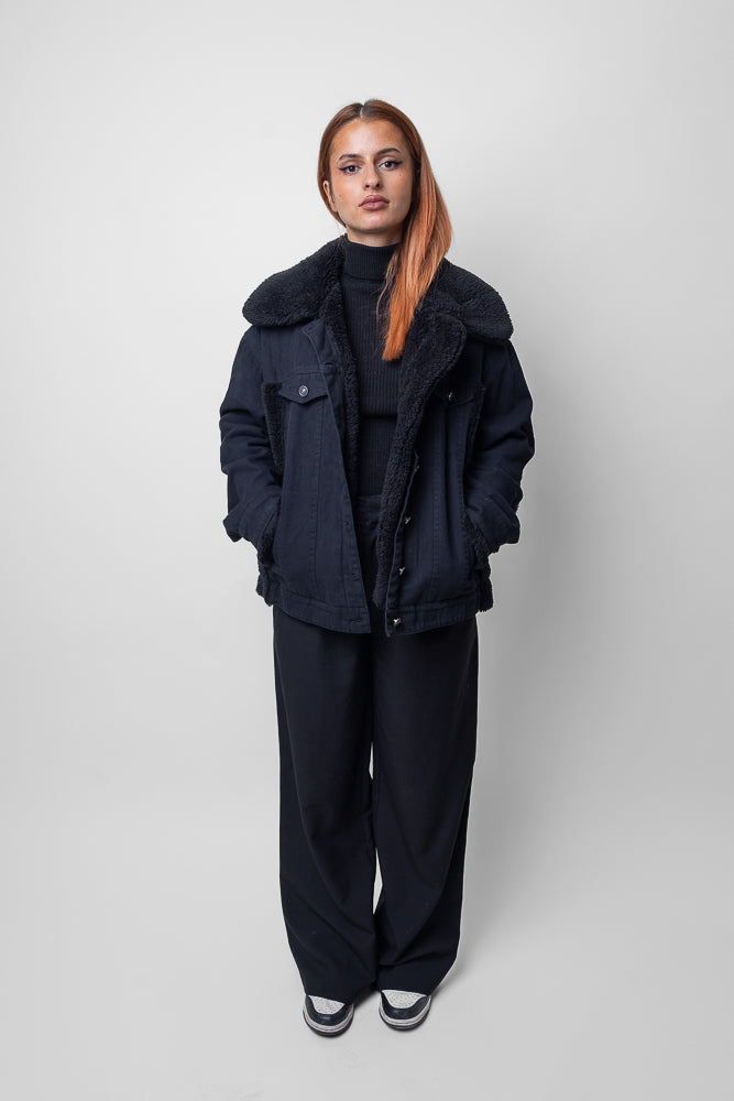 VESTE EN JEANS OVERSIZE DÉTAILS MOUTON