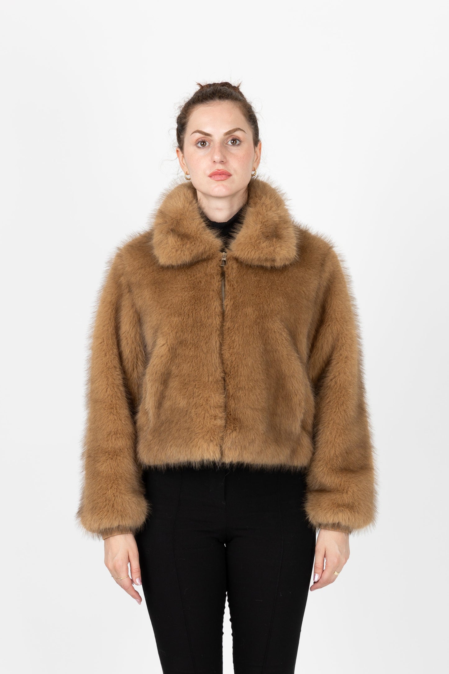 VESTE A ZIP EN FAUSSE FOURRURE