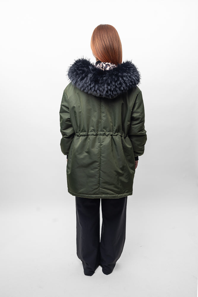 PARKA RÉVERSIBLE LÉOPARD MI-LONGUE