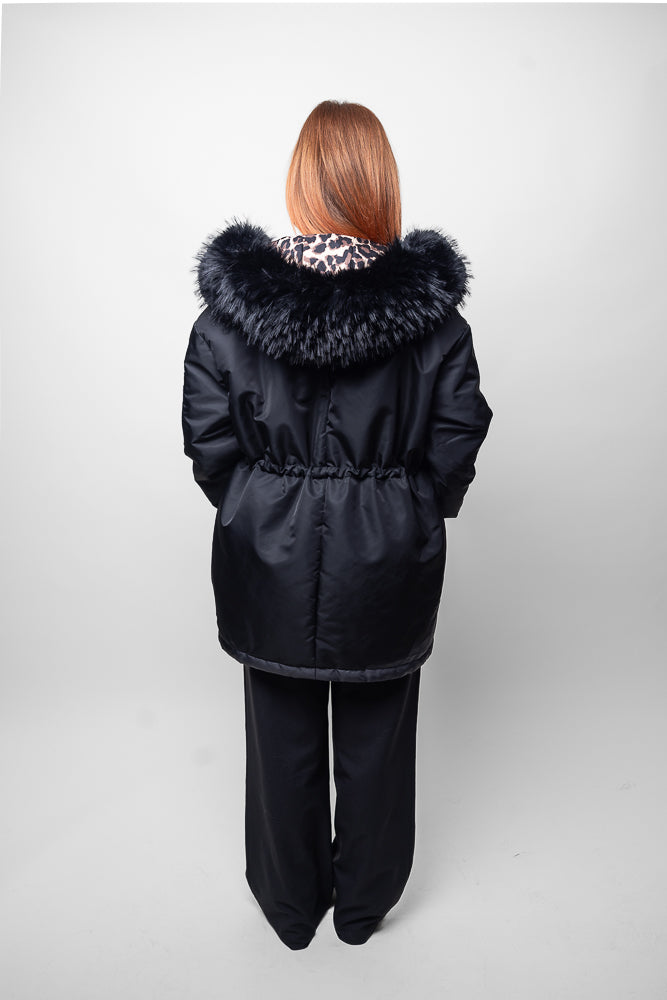 PARKA RÉVERSIBLE LÉOPARD MI-LONGUE