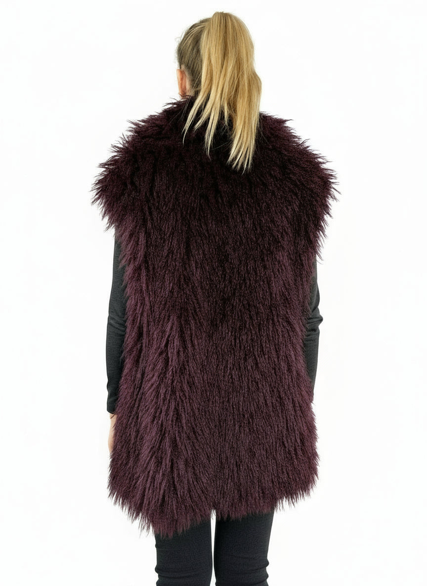 FAUX FUR SLEEVELESS SHEEPSKIN VEST