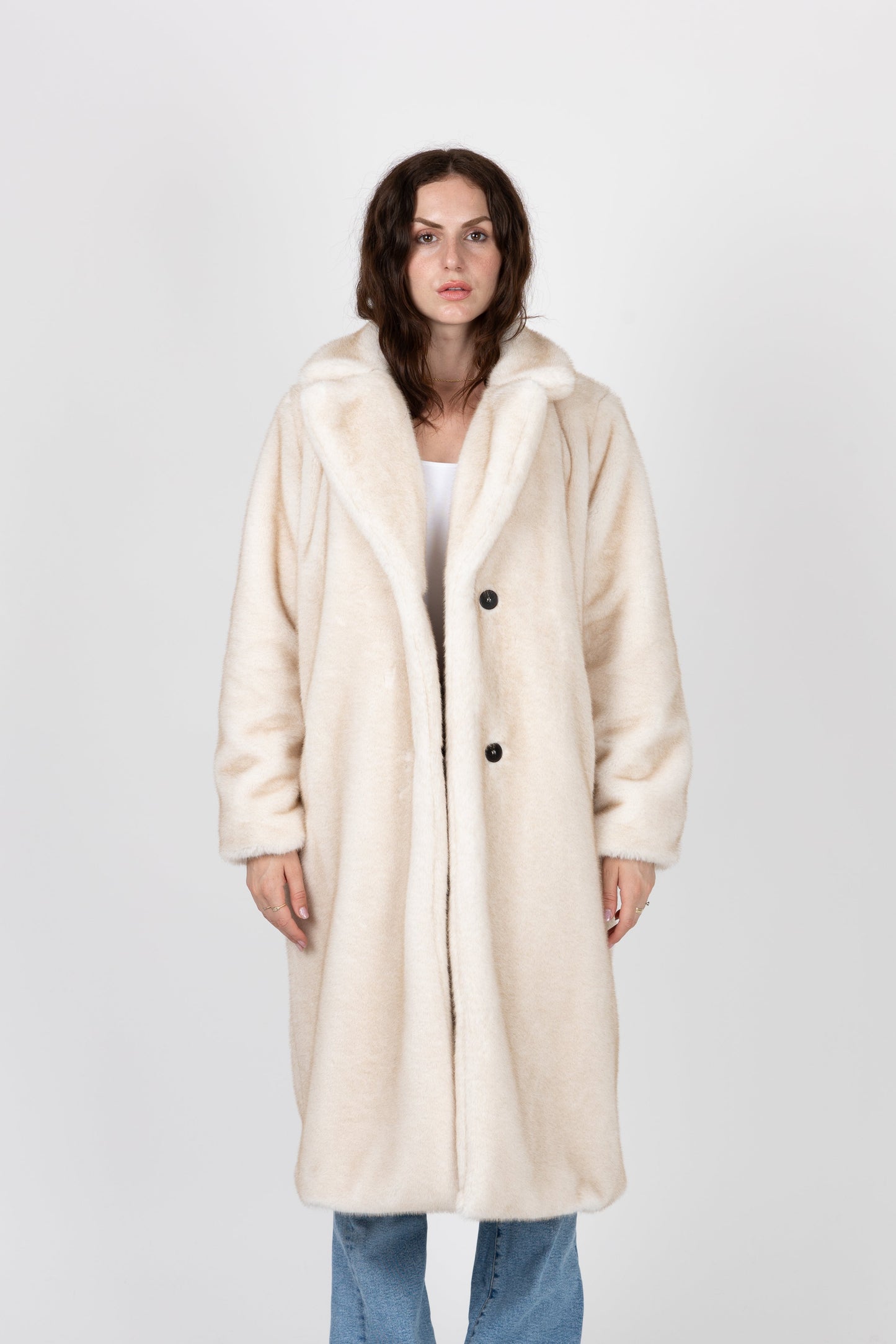 MANTEAU LONG EN FAUSSE FOURRURE