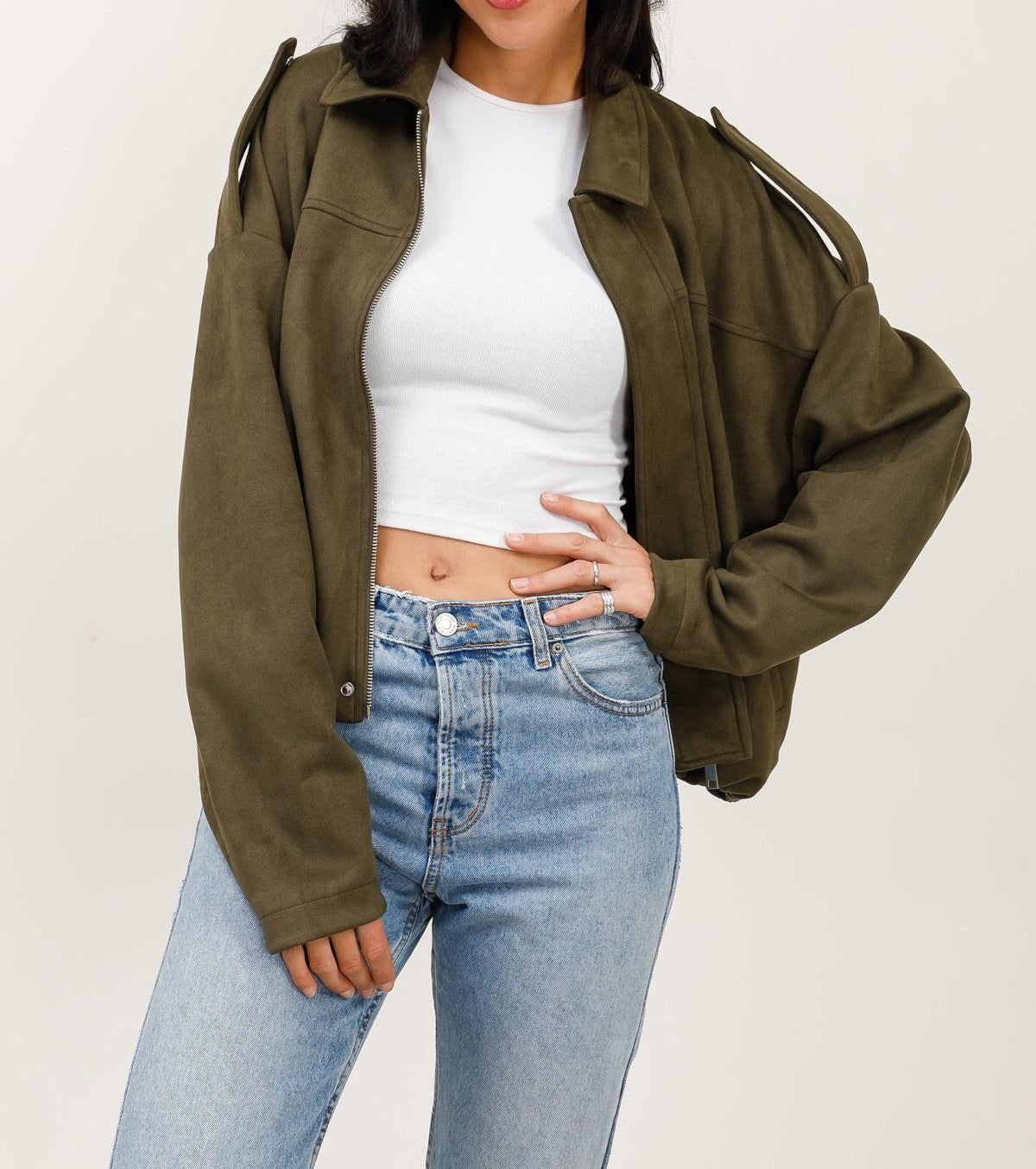 VESTE COURTE EFFET DAIM