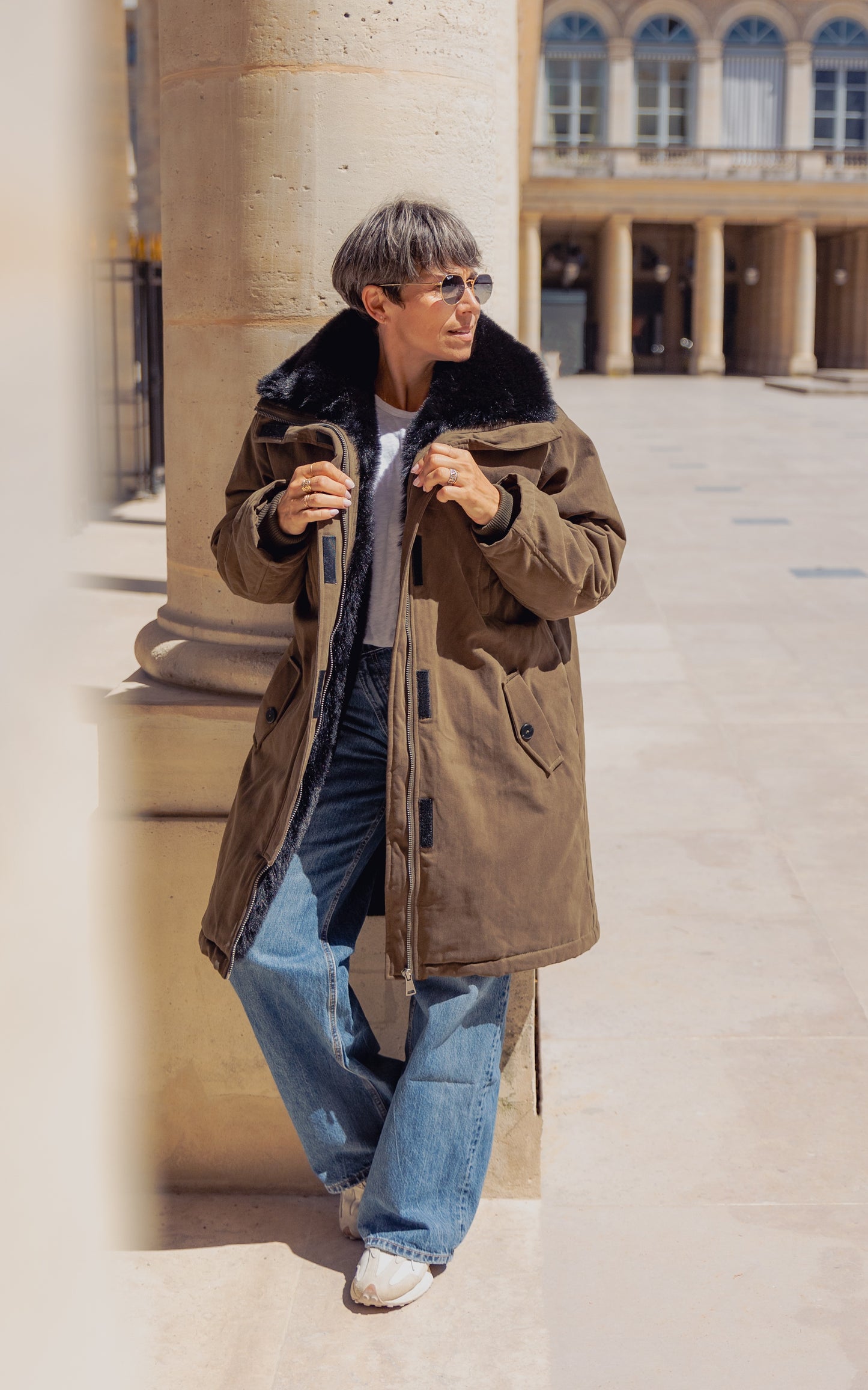 PARKA LONGUE AVEC INTÉRIEUR ET COL FAUSSE FOURRURE