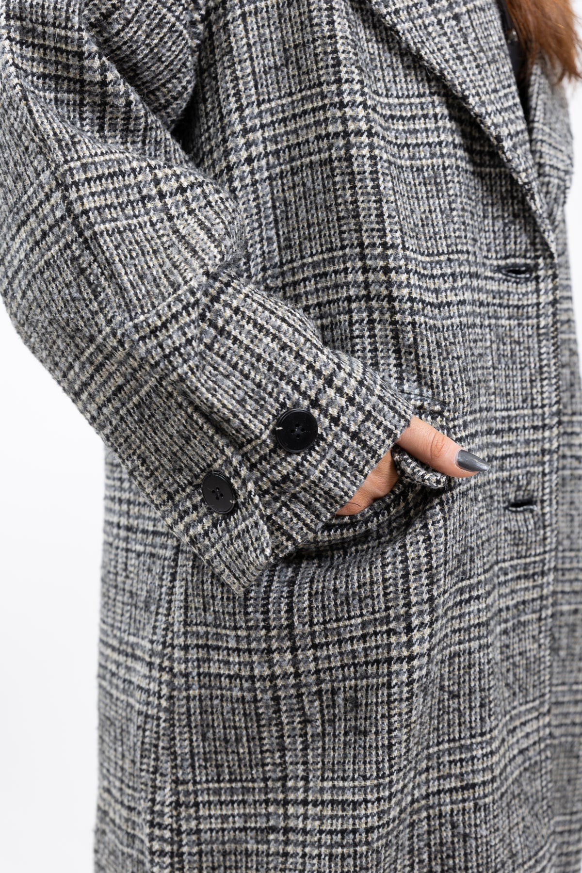 MANTEAU LONG EN LAINE À CARREAUX