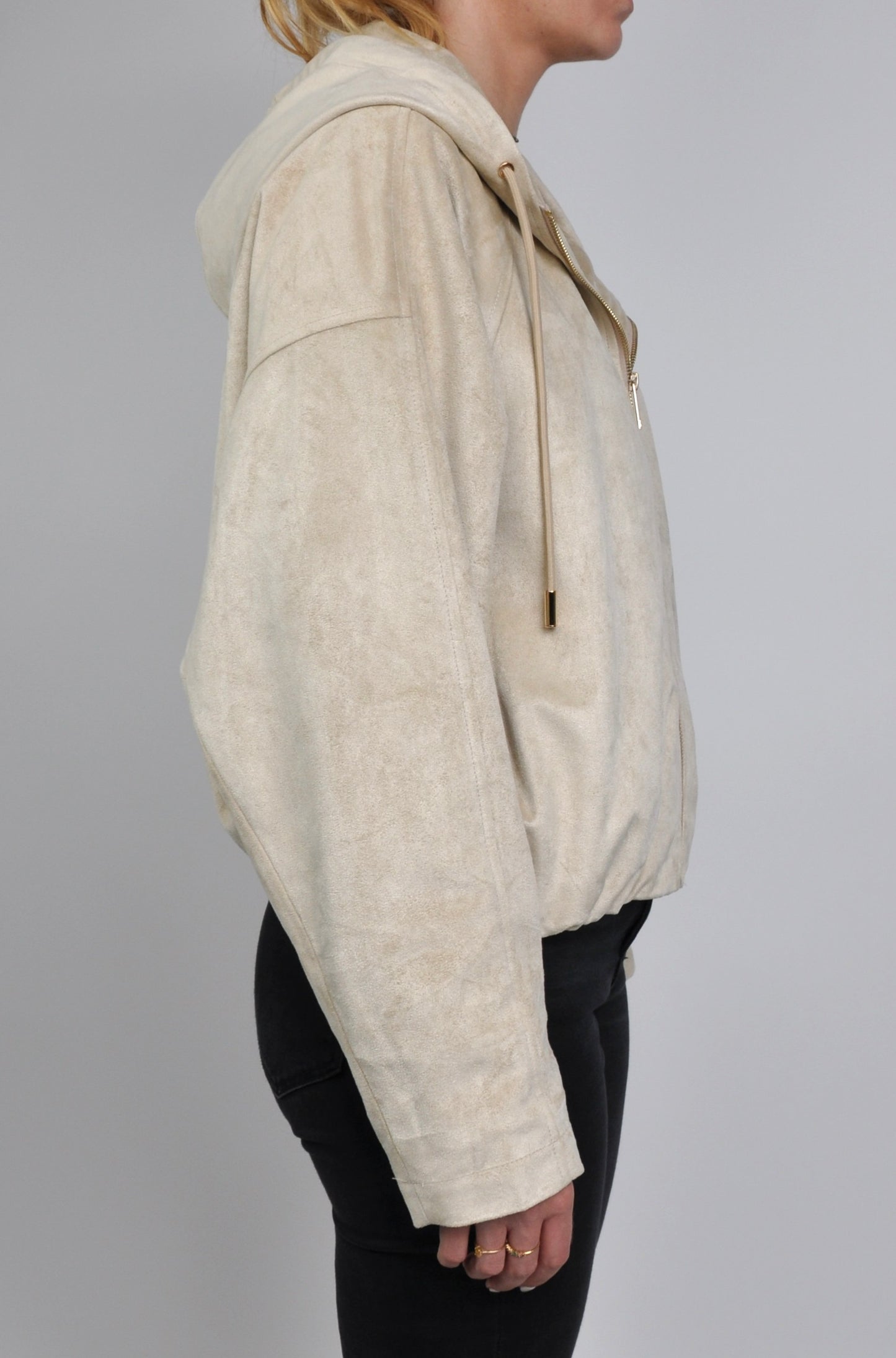VESTE ZIPPÉE À CAPUCHE EFFET DAIM