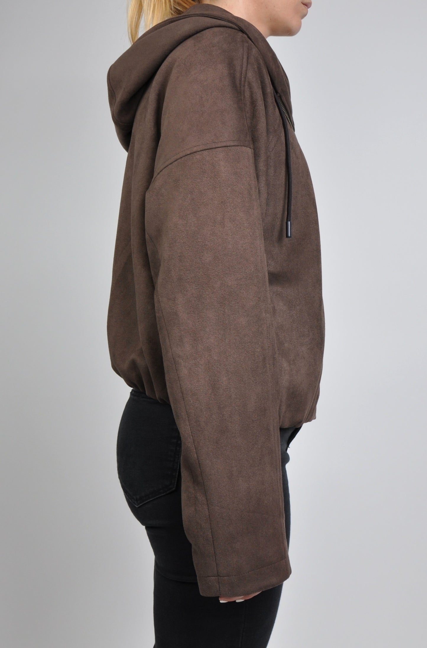 VESTE ZIPPÉE À CAPUCHE EFFET DAIM