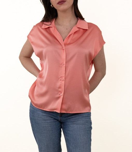 Chemise satinée à manches courte