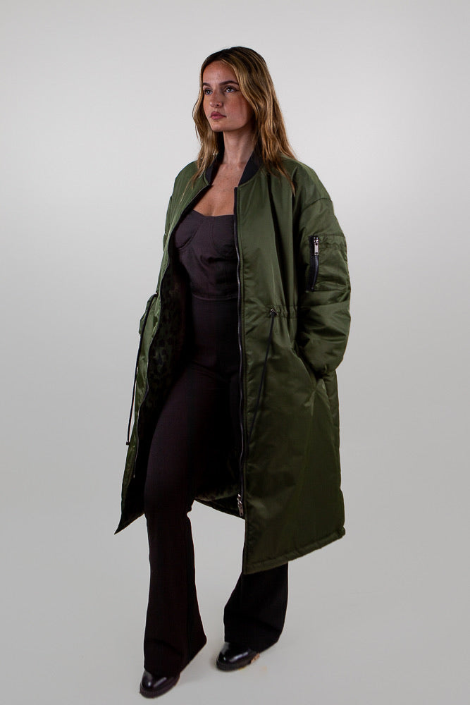 PARKA BOMBER LONG RÉVERSIBLE INTÉRIEUR LÉOPARD