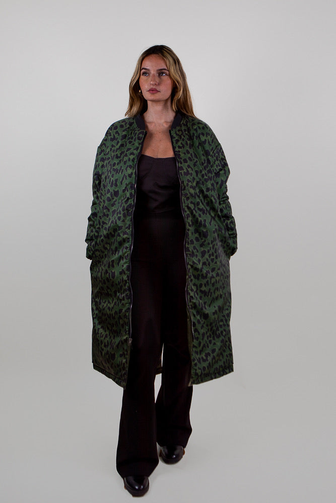 PARKA BOMBER LONG RÉVERSIBLE INTÉRIEUR LÉOPARD