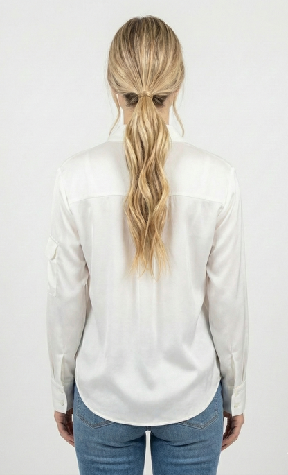 BLOUSE SATINÉE À MANCHES LONGUES