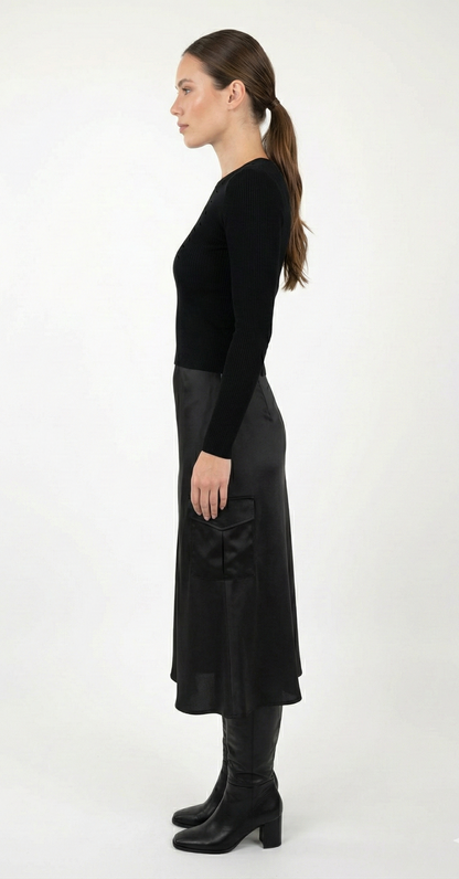 JUPE MI-LONGUE SATINÉE