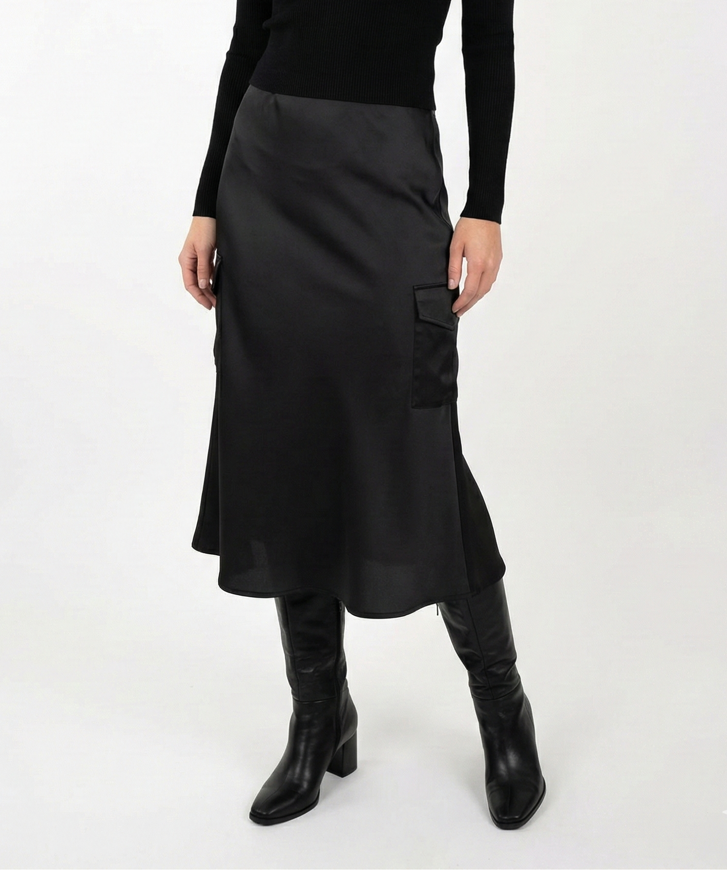 SATIN MID-LENGTH SKIRT