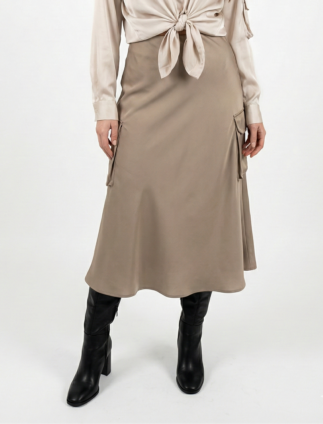 SATIN MID-LENGTH SKIRT