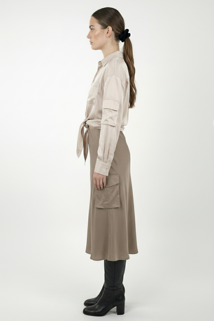 JUPE MI-LONGUE SATINÉE