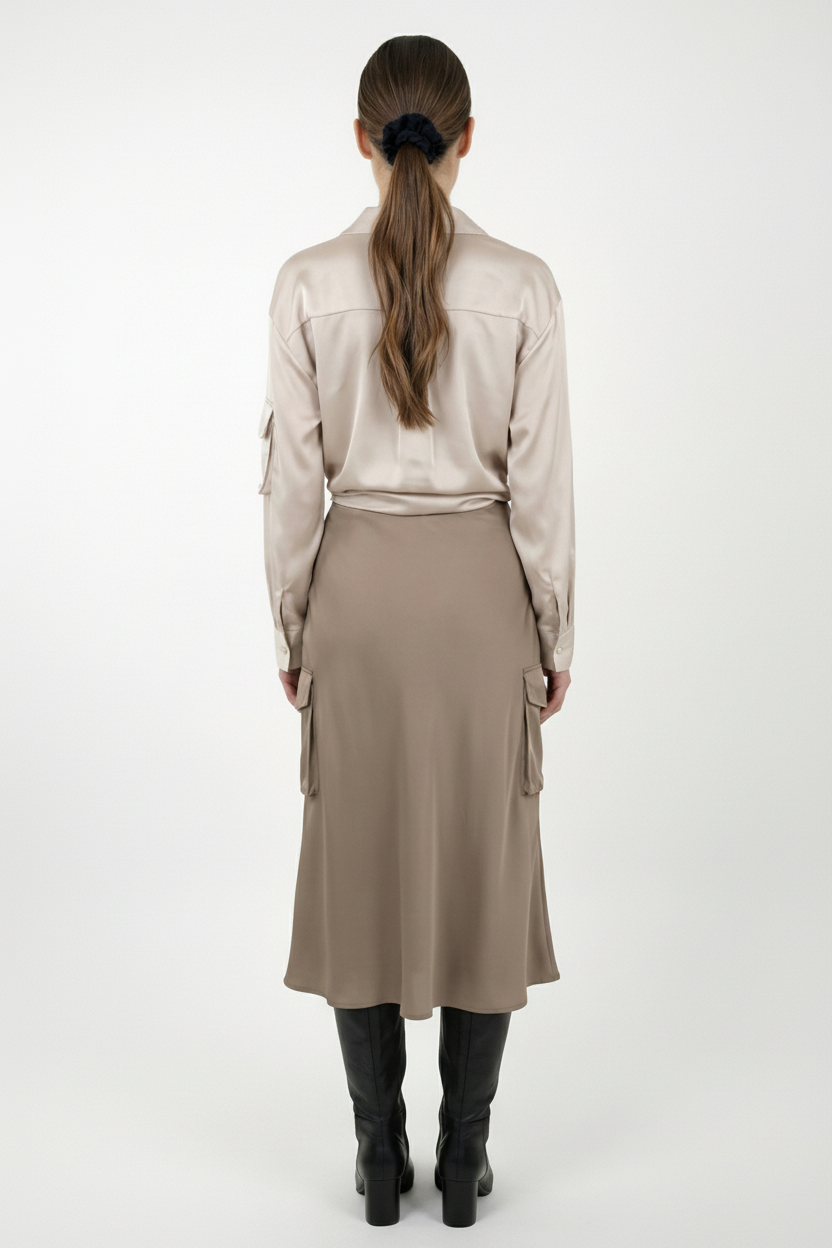 JUPE MI-LONGUE SATINÉE