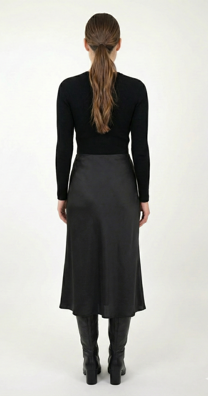 JUPE MI-LONGUE SATINÉE