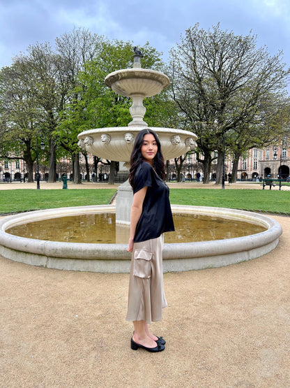 JUPE MI-LONGUE SATINÉE