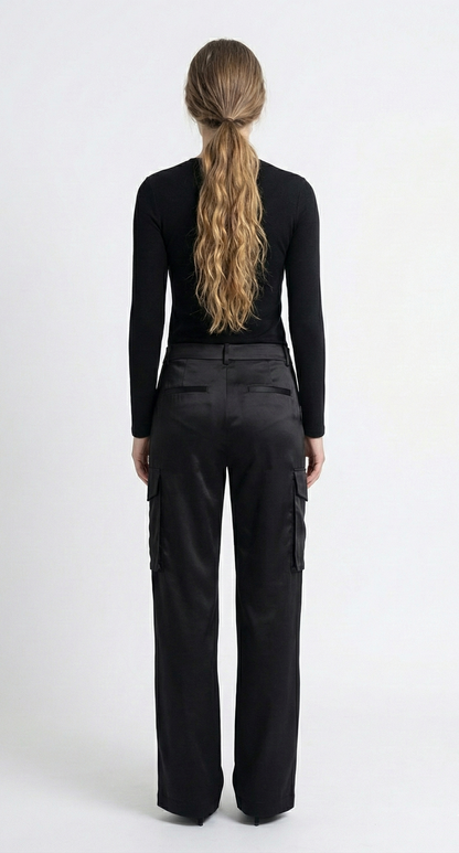 PANTALON CARGO AMPLE SATIN