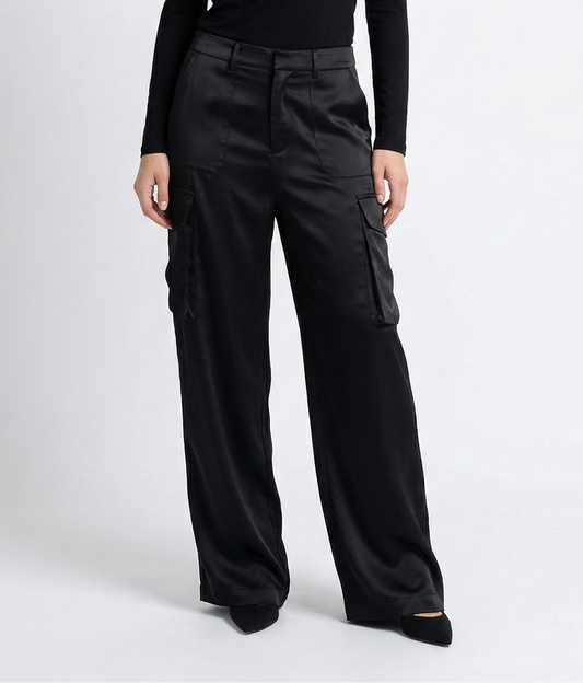 PANTALON CARGO AMPLE SATIN