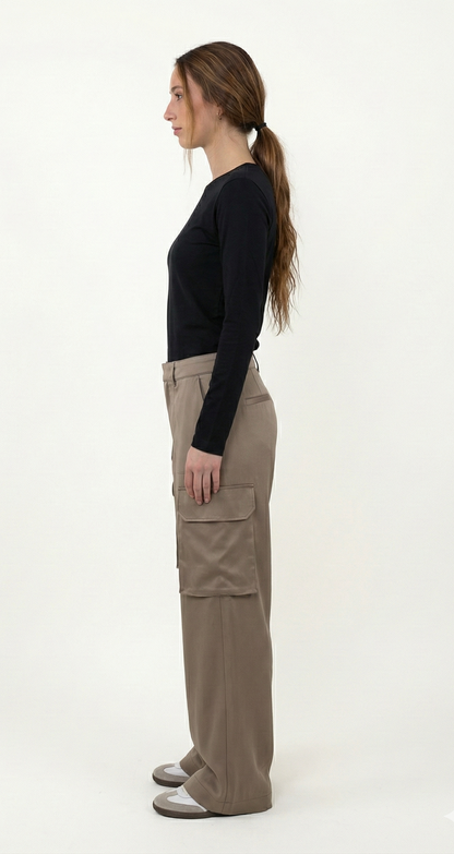 PANTALON CARGO AMPLE SATIN