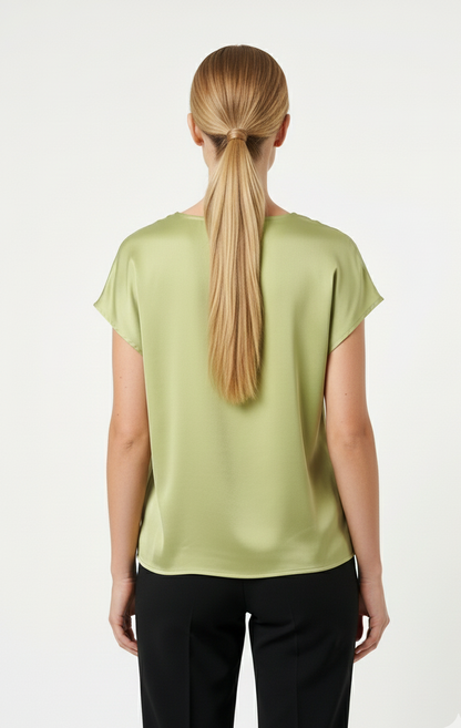 BLOUSE SATINÉE À MANCHES COURTES