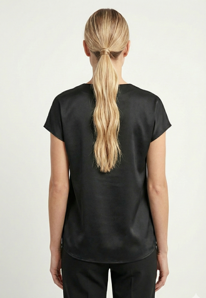 BLOUSE SATINÉE À MANCHES COURTES