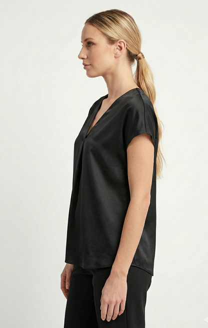 BLOUSE SATINÉE À MANCHES COURTES