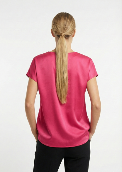 BLOUSE SATINÉE À MANCHES COURTES
