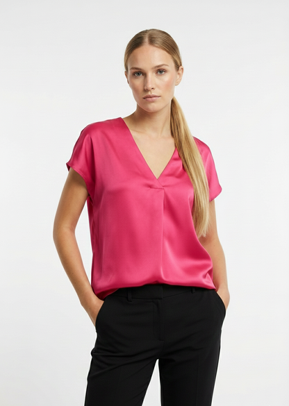 BLOUSE SATINÉE À MANCHES COURTES