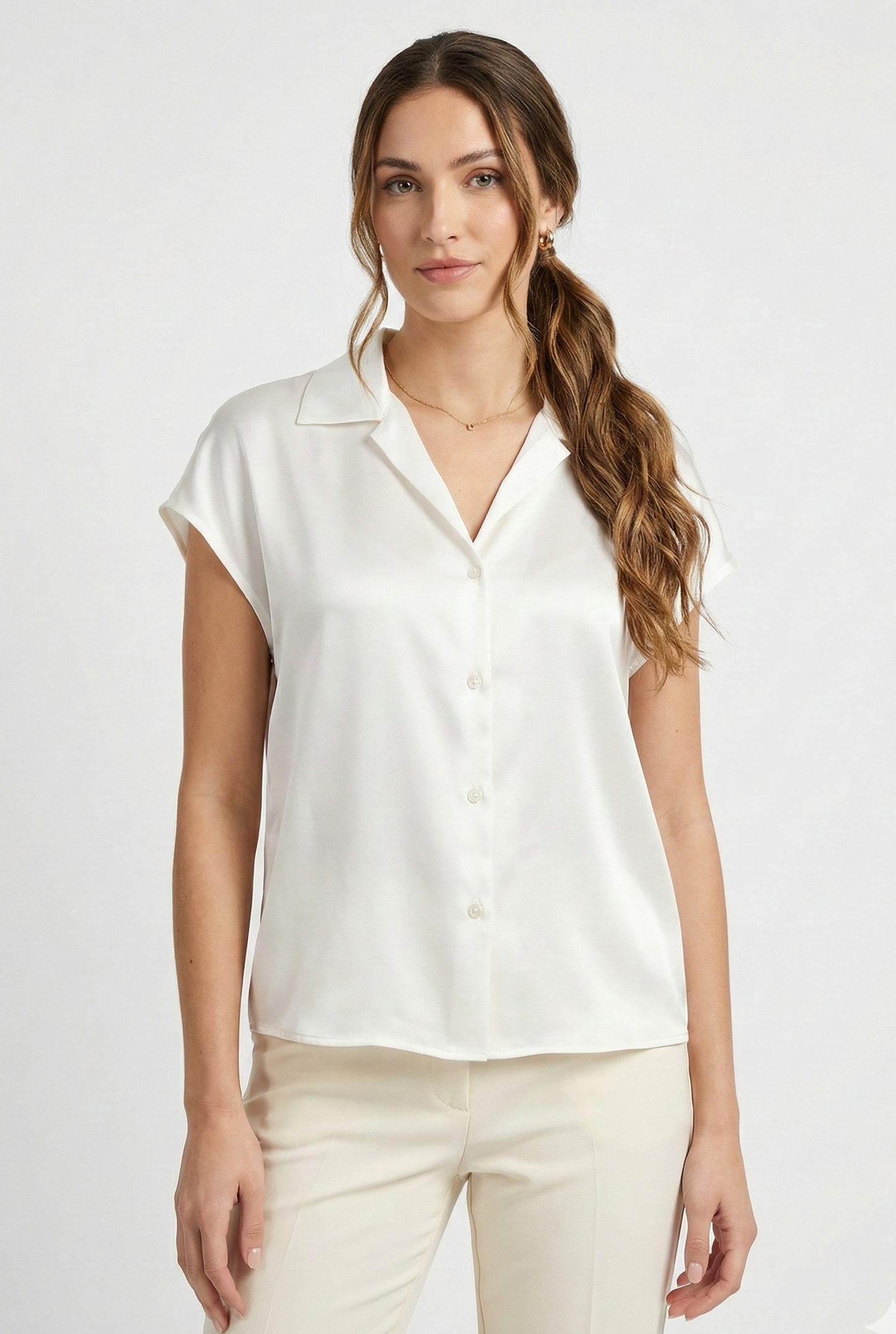 SATIN SHORT-SLEEVED SHIRT