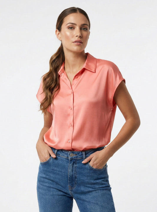 CHEMISE SATINÉE A MANCHES COURTES