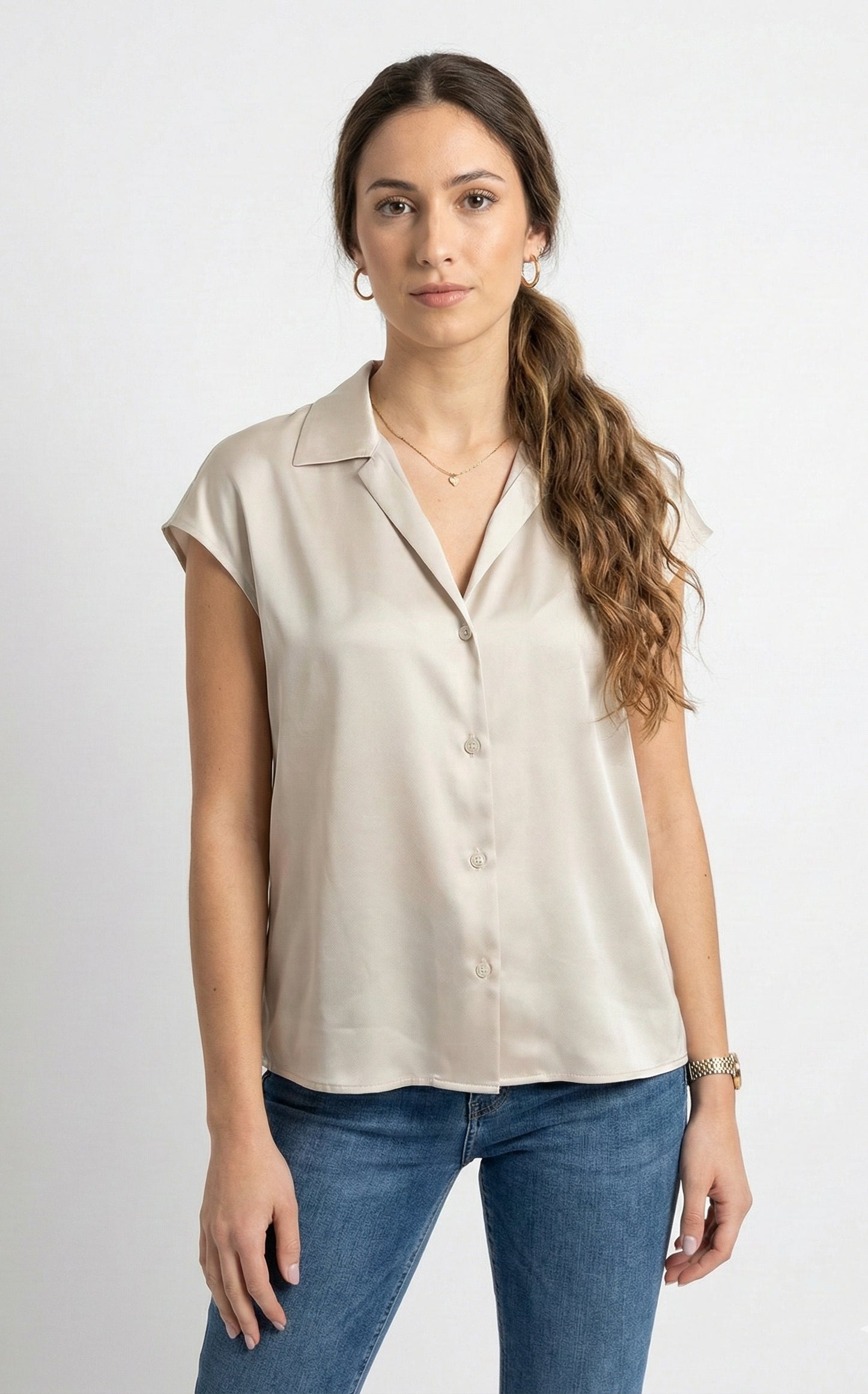 SATIN SHORT-SLEEVED SHIRT
