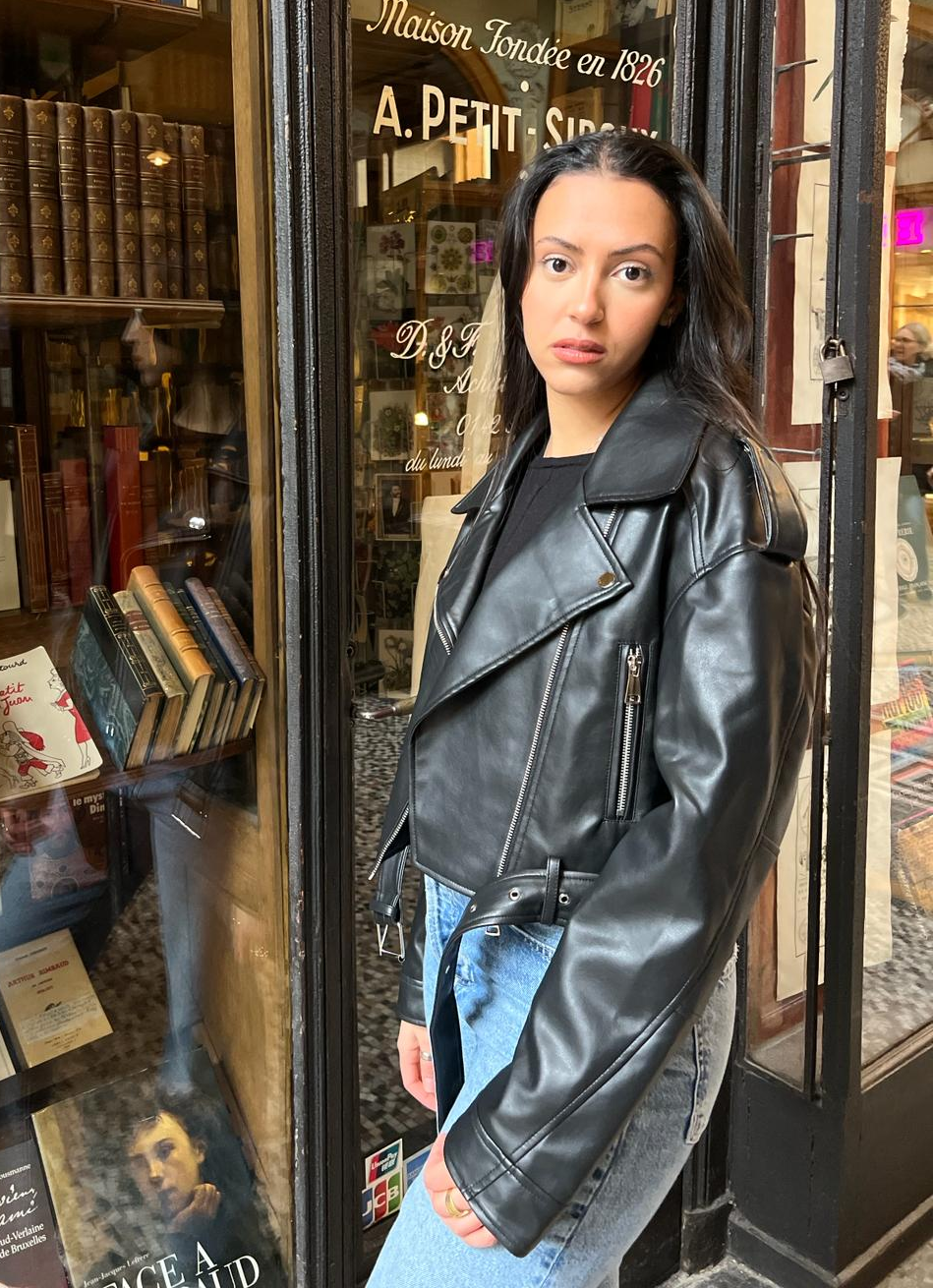 PERFECTO SHORT IN FAUX LEATHER