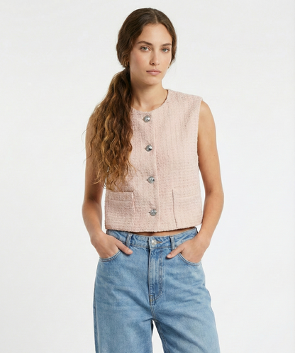 VESTE EN TWEED SANS MANCHES