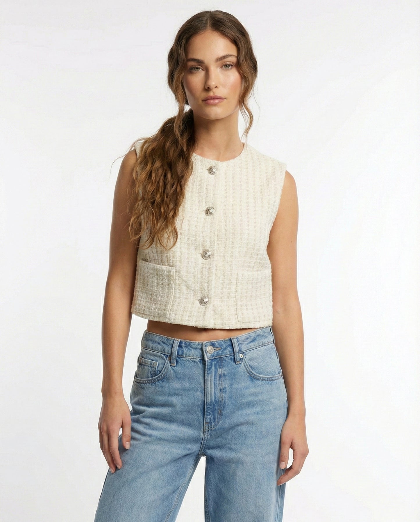 VESTE EN TWEED SANS MANCHES