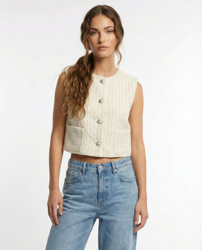 VESTE EN TWEED SANS MANCHES