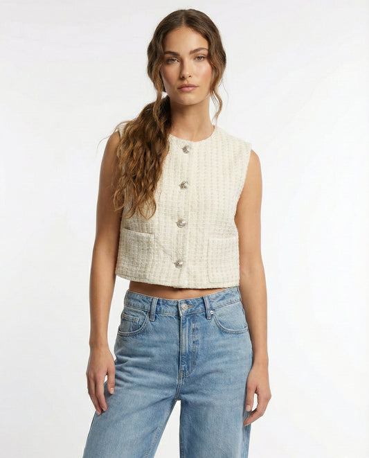 VESTE EN TWEED SANS MANCHES
